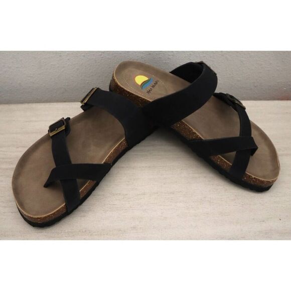 Maui Island 771314 Women's Sz 7M Black Hampton 2-Strap Slip-On Sandals - Picture 12 of 13